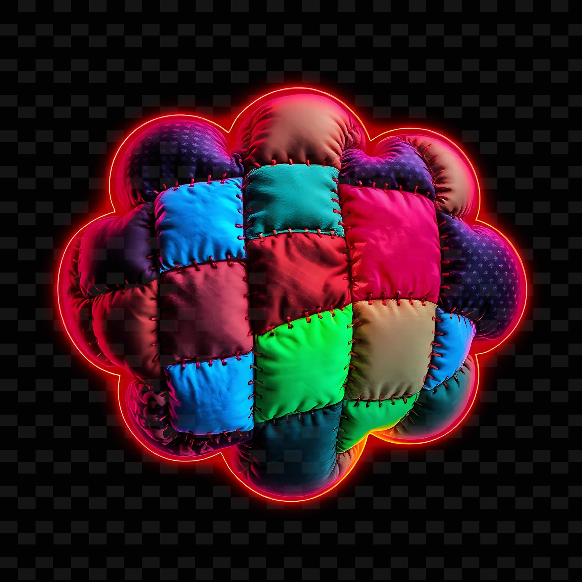 Stack of embroidered patches with neon thread